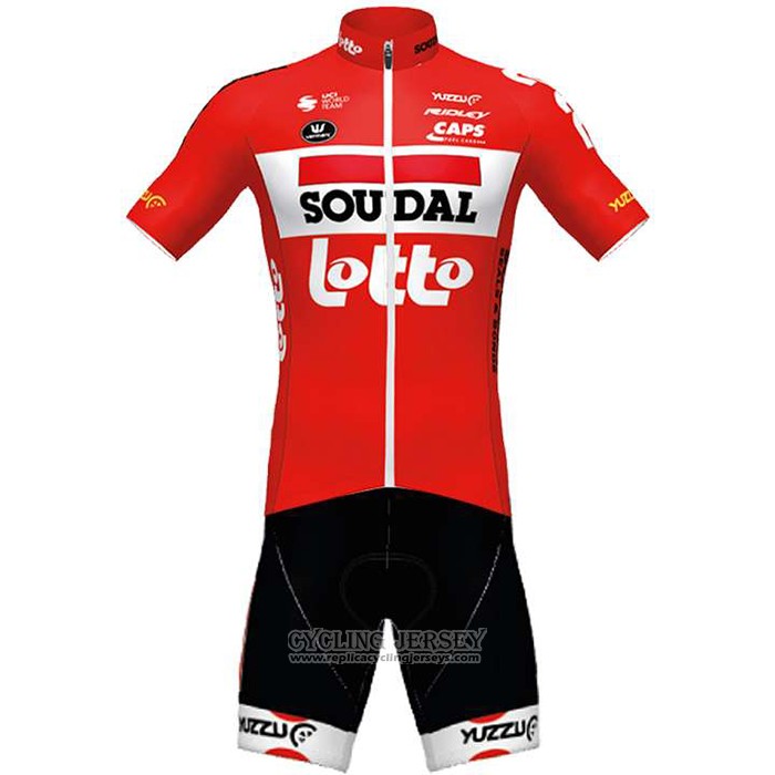 2020 Cycling Jersey Lotto Soudal Red Short Sleeve And Bib Short